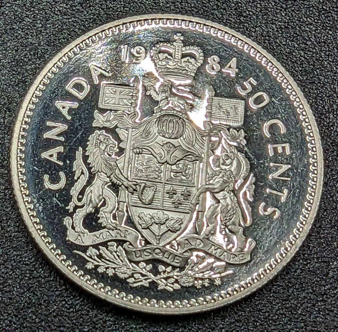 1984 Canada 50 Cents Nickel Proof Coin - Elizeberh II - KM# 75.3 - XF - # 26008