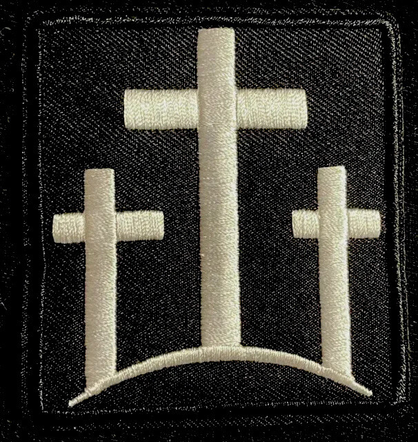 Triple Cross Christian Hook Motorcycle Iron On Patch +STICKER