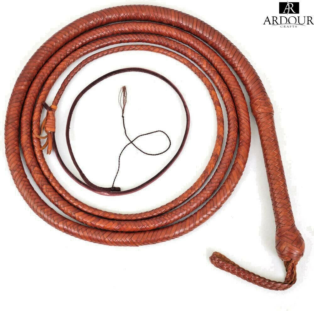 Equestrian Style Leather Bullwhip 6 FT 16 Plait Handmade Professional Craft Whip