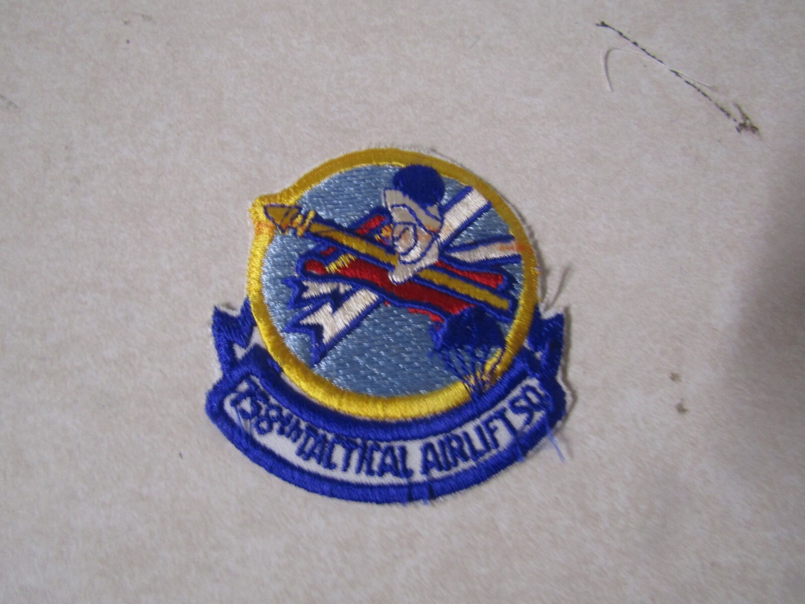 US MILITARY PATCH OLDER SEW ON USAF AIR FORCE 758TH TACTICAL AIRLIFT SQUADRON