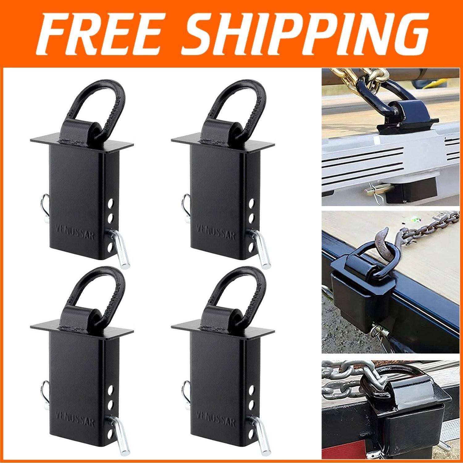 Trailer Stake Pocket D Ring Heavy Duty Adjustable Removable 4 Pack 16,200 lbs