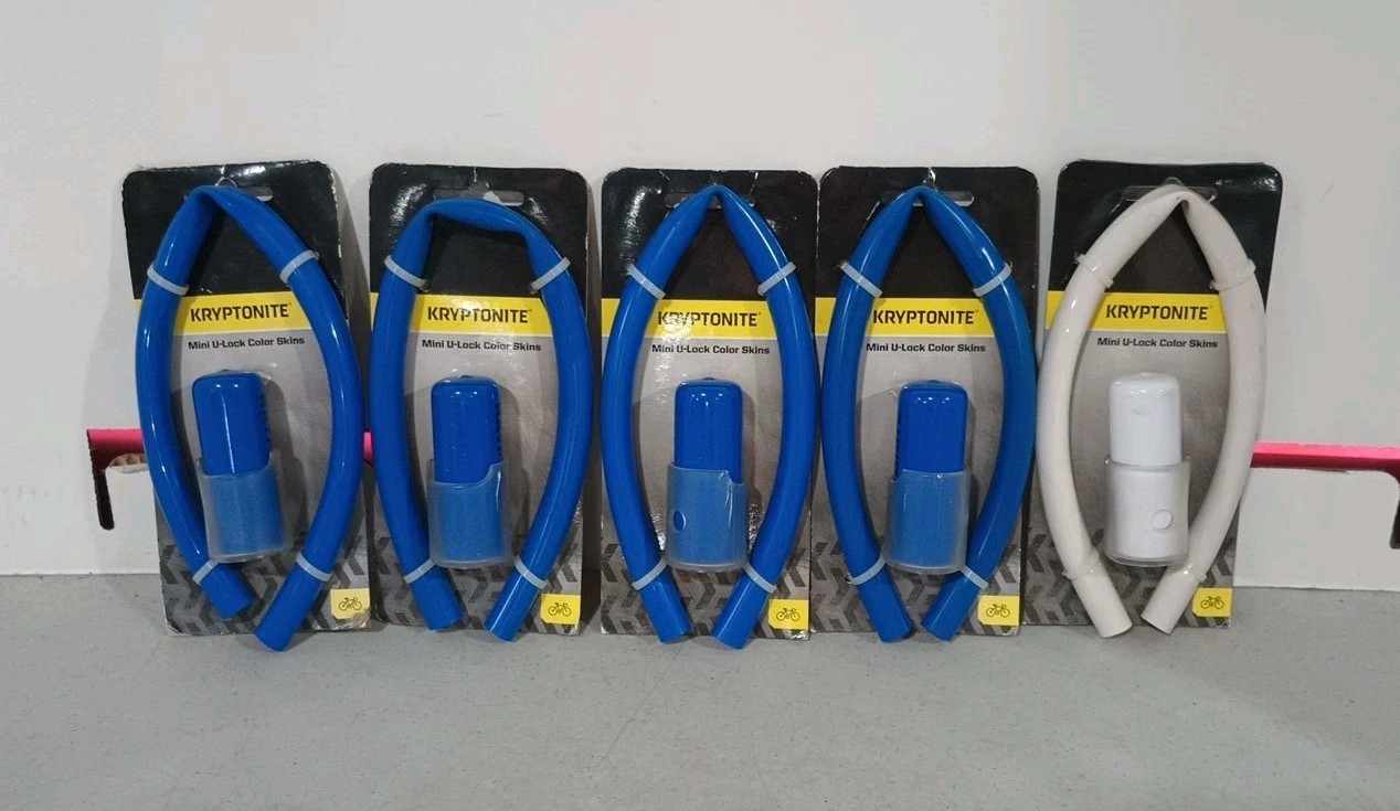 Lot Of 5 Kryptonite Mini U-Lock Color Skins Only (4 Blue, 1 White) Brand New