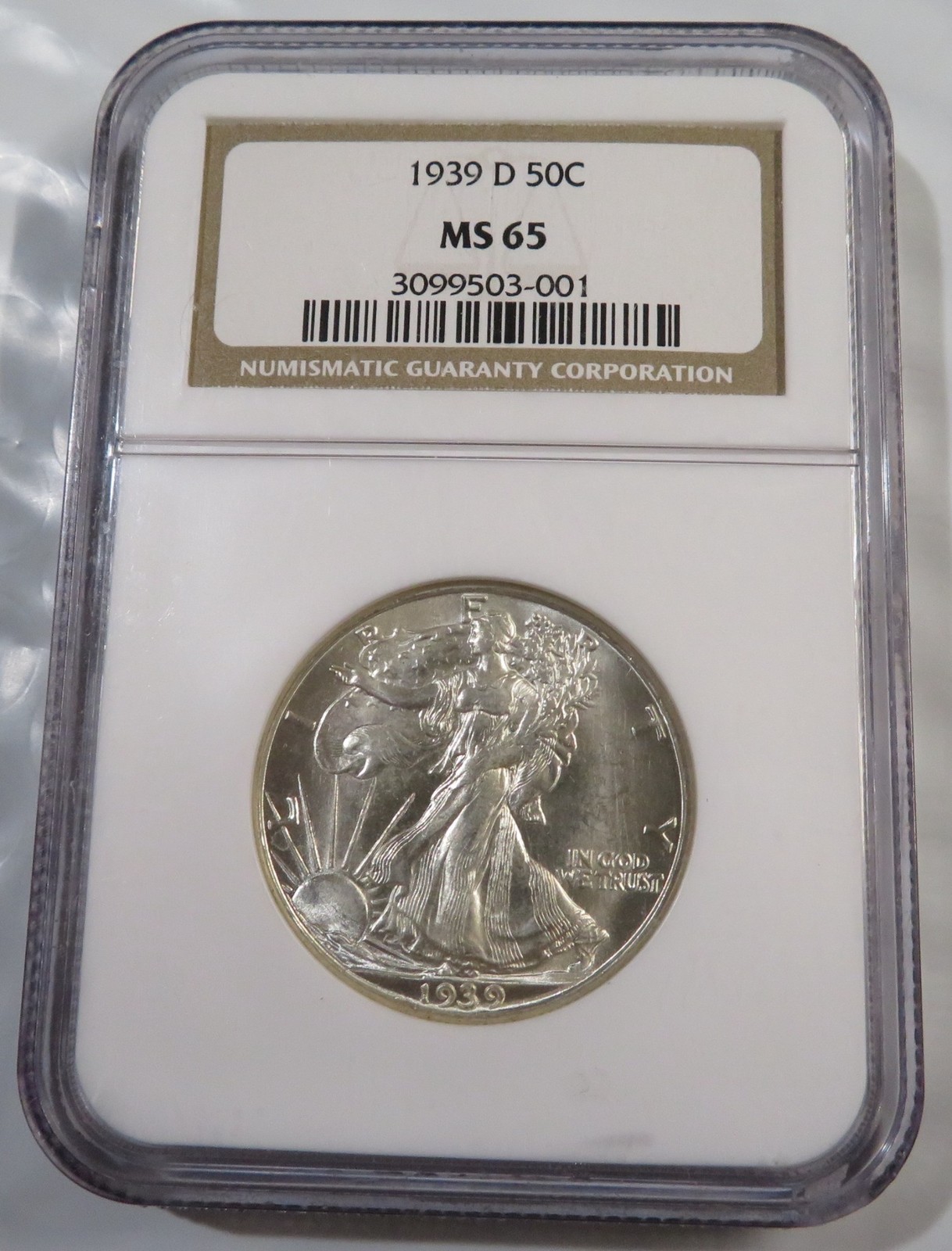 1939 D - Walking Liberty Half Dollar - NGC MS65