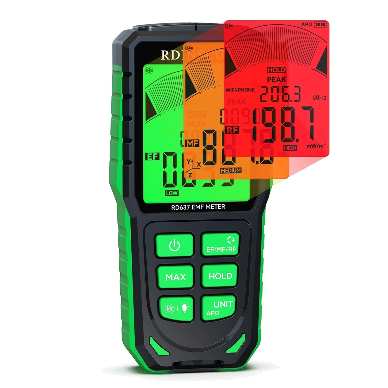 3-in-1 EMF Detector: All-in-One Meter for Electric, Magnetic, and RF Radiation