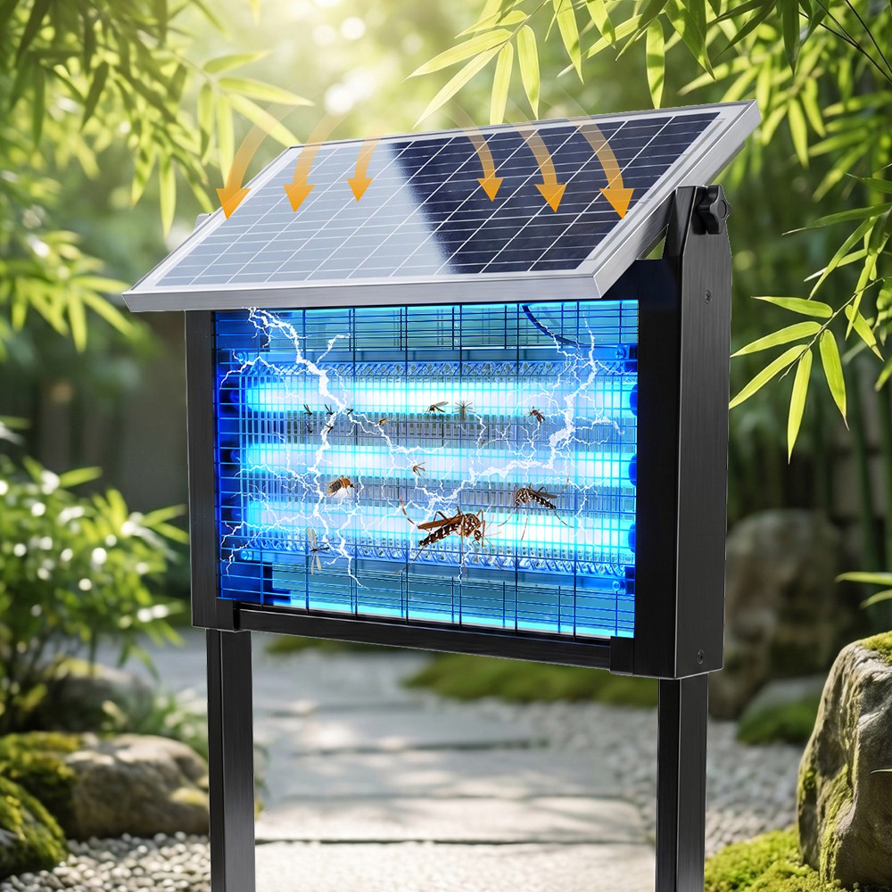 Solar Bug Zapper Outdoor 3000mAh Mosquito Zapper Waterproof Electric Fly Zapper