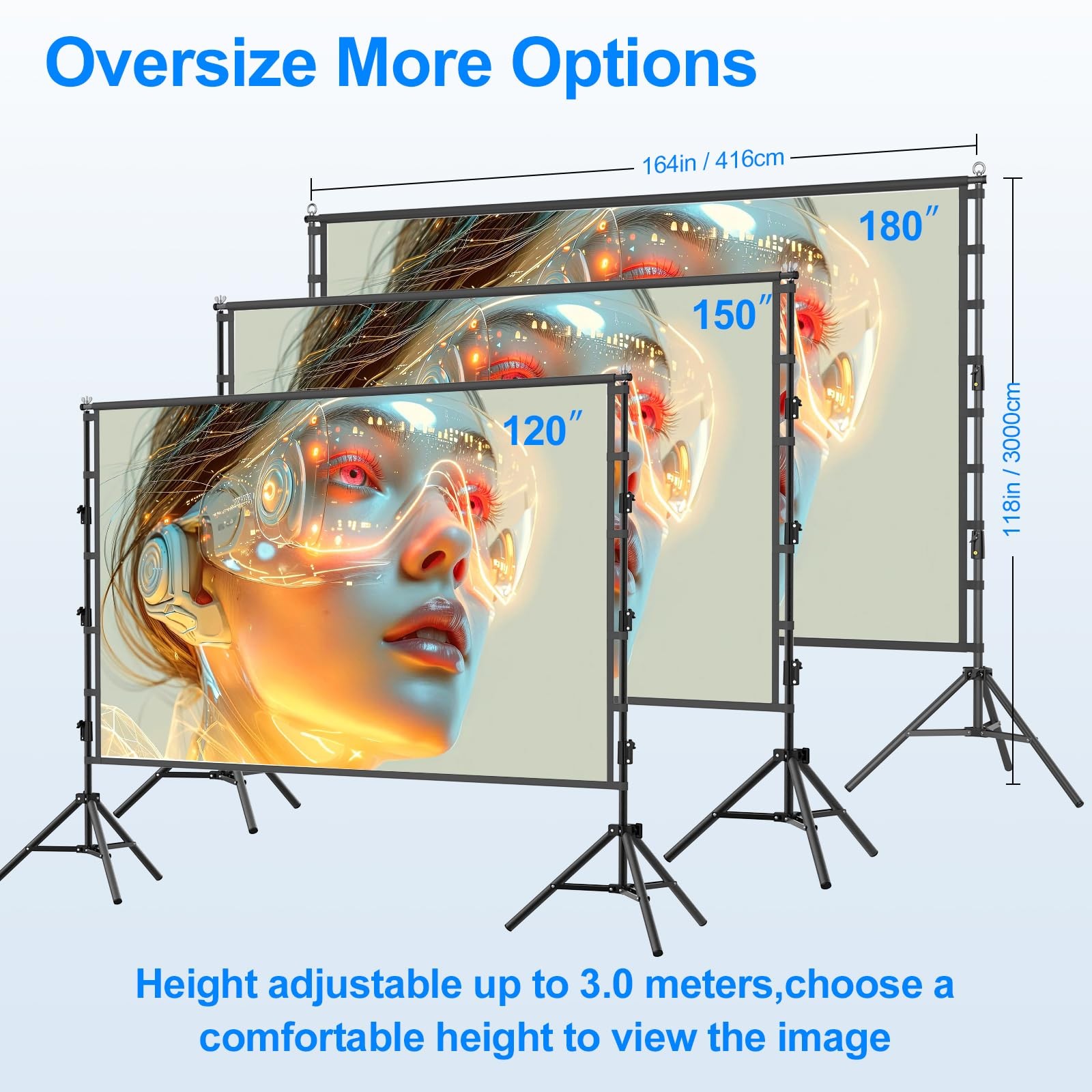 Outdoor Projector Screen with Stand,Portable 120 Inch Projector Screen Adjust...