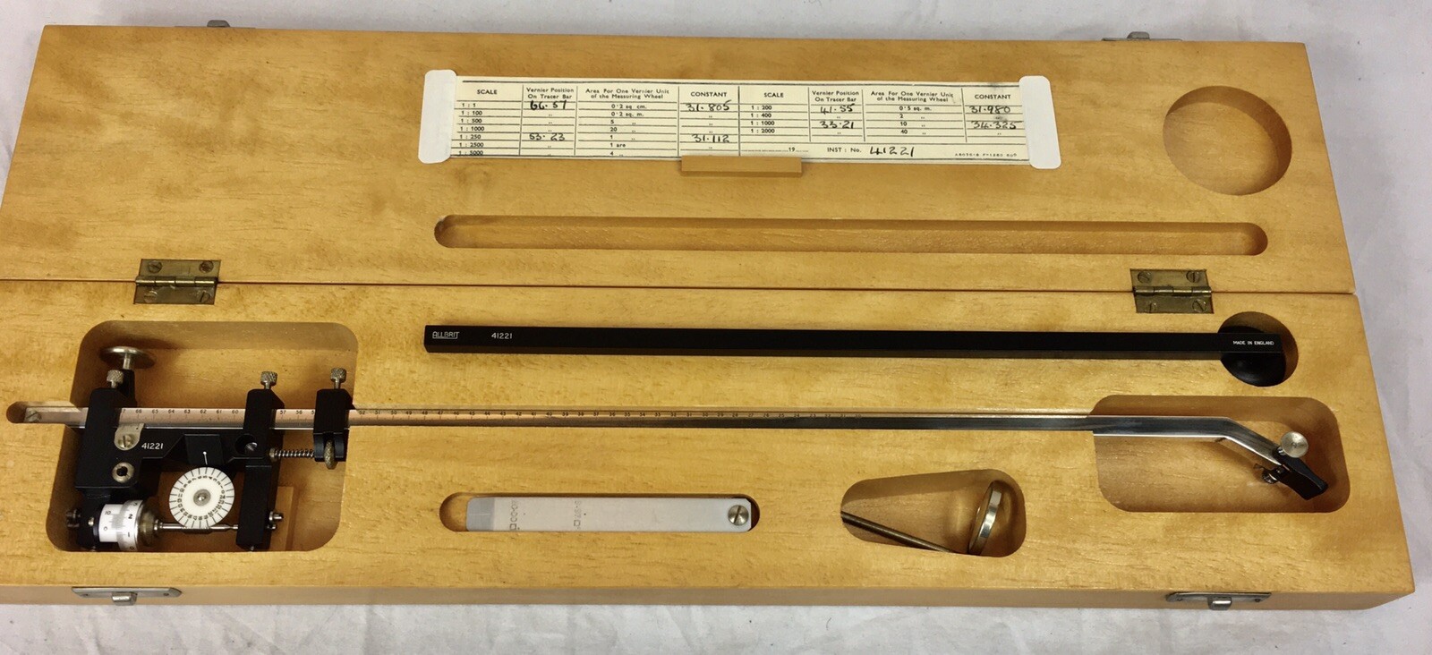 Vintage ALLBRIT Fixed Arm Polar Planimeter, Mathmatical Measuring Instrument