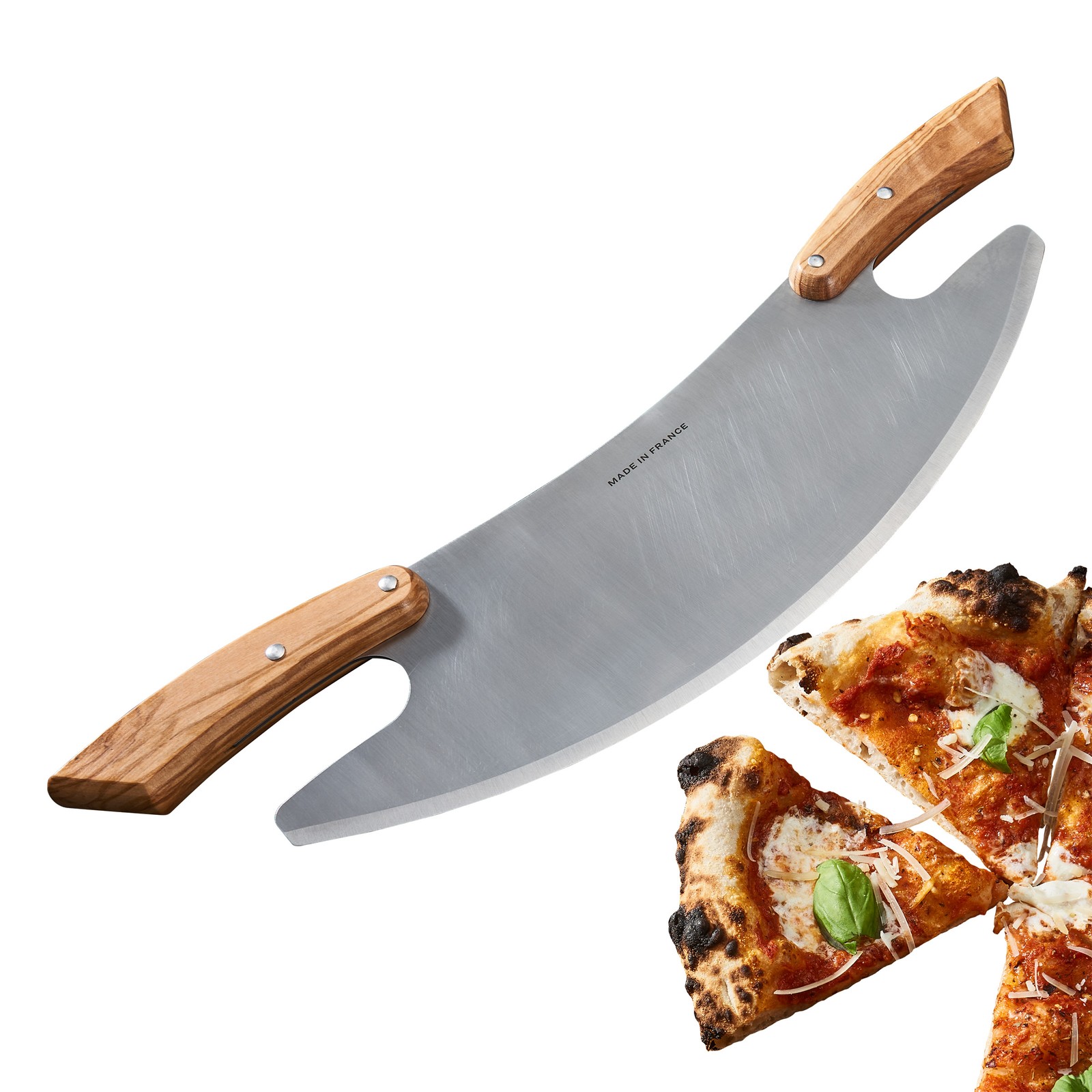 17” Pizza Cutter Rocker Blade Slicer Large Mezzaluna Chopper with Double Handles