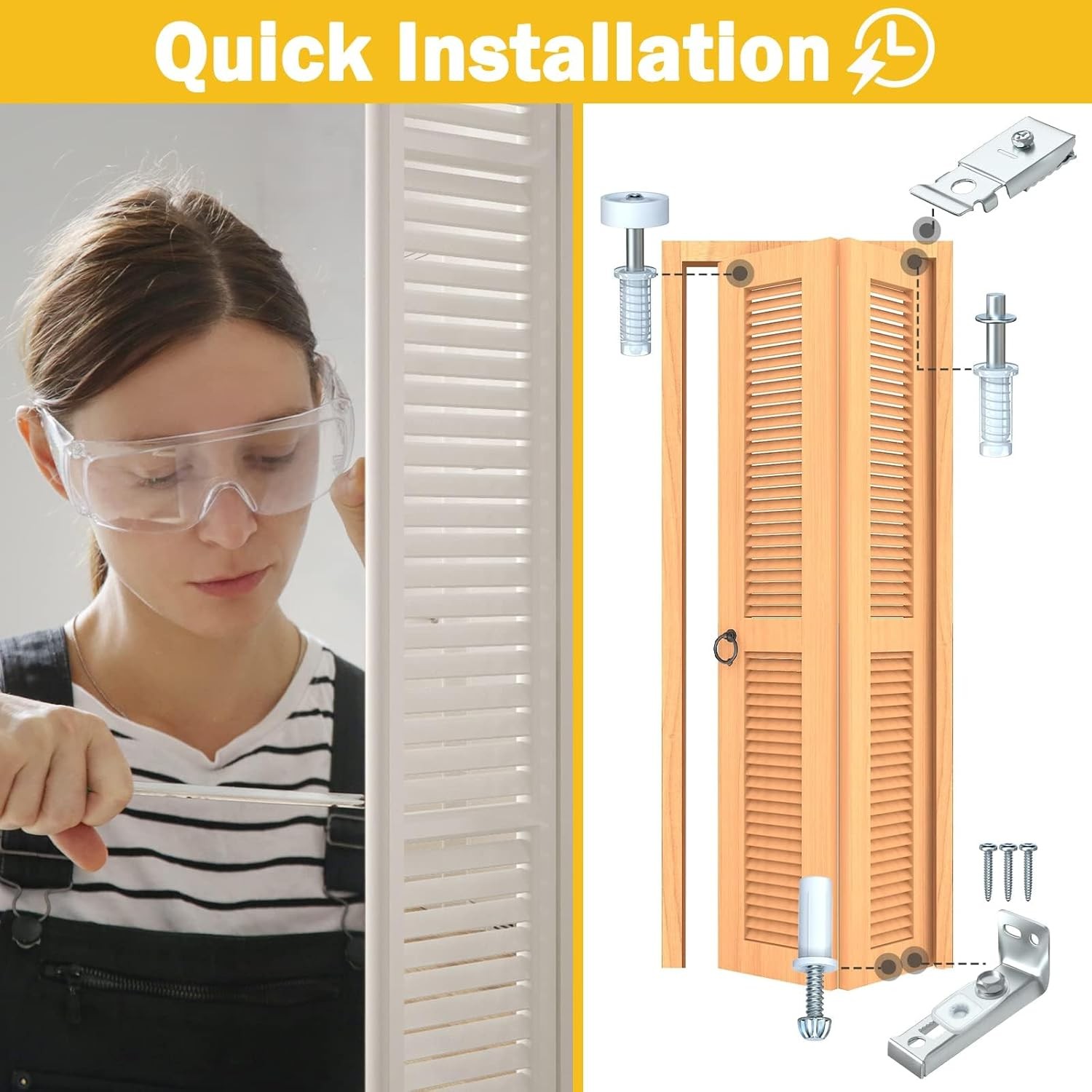 2 Pack Bi-fold Sliding Closet Doors Replacement Parts Include Top&Bottom Bracket