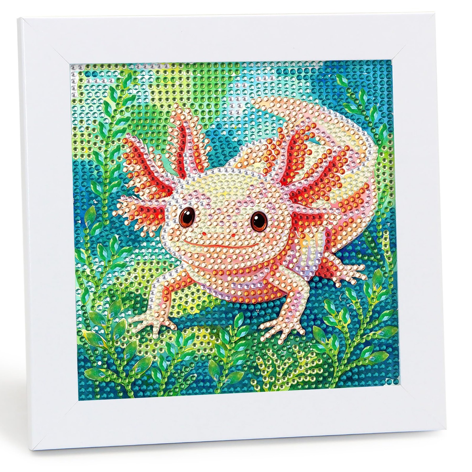 Framed Axolotl Diamond Painting Kit Full Drill Wall Art Decoration Kids