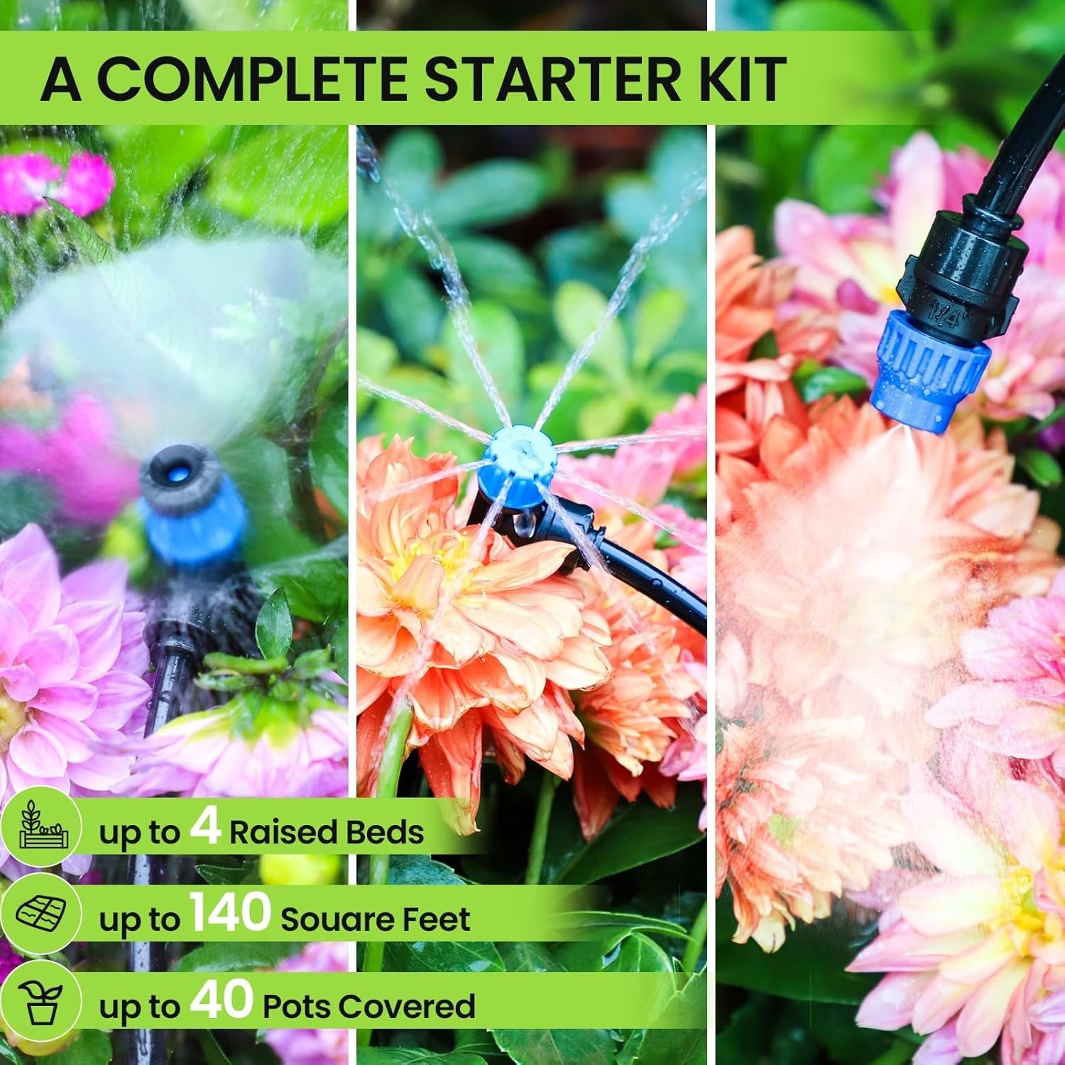 Drip Irrigation System 230FT – Quick Connect Garden Watering Kit with Adjusta...