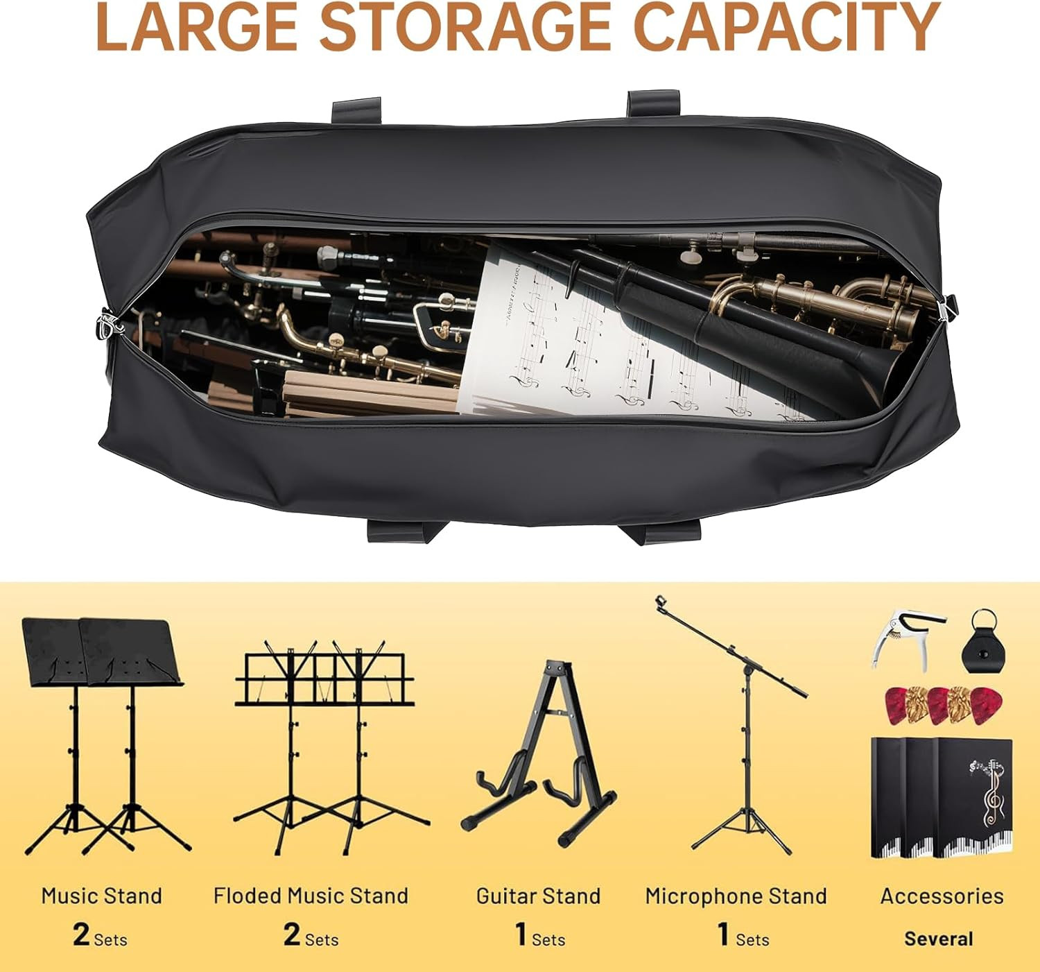 Mic Stand Bag Speaker Guitar Tripod Microphone Case Large Capacity Universal