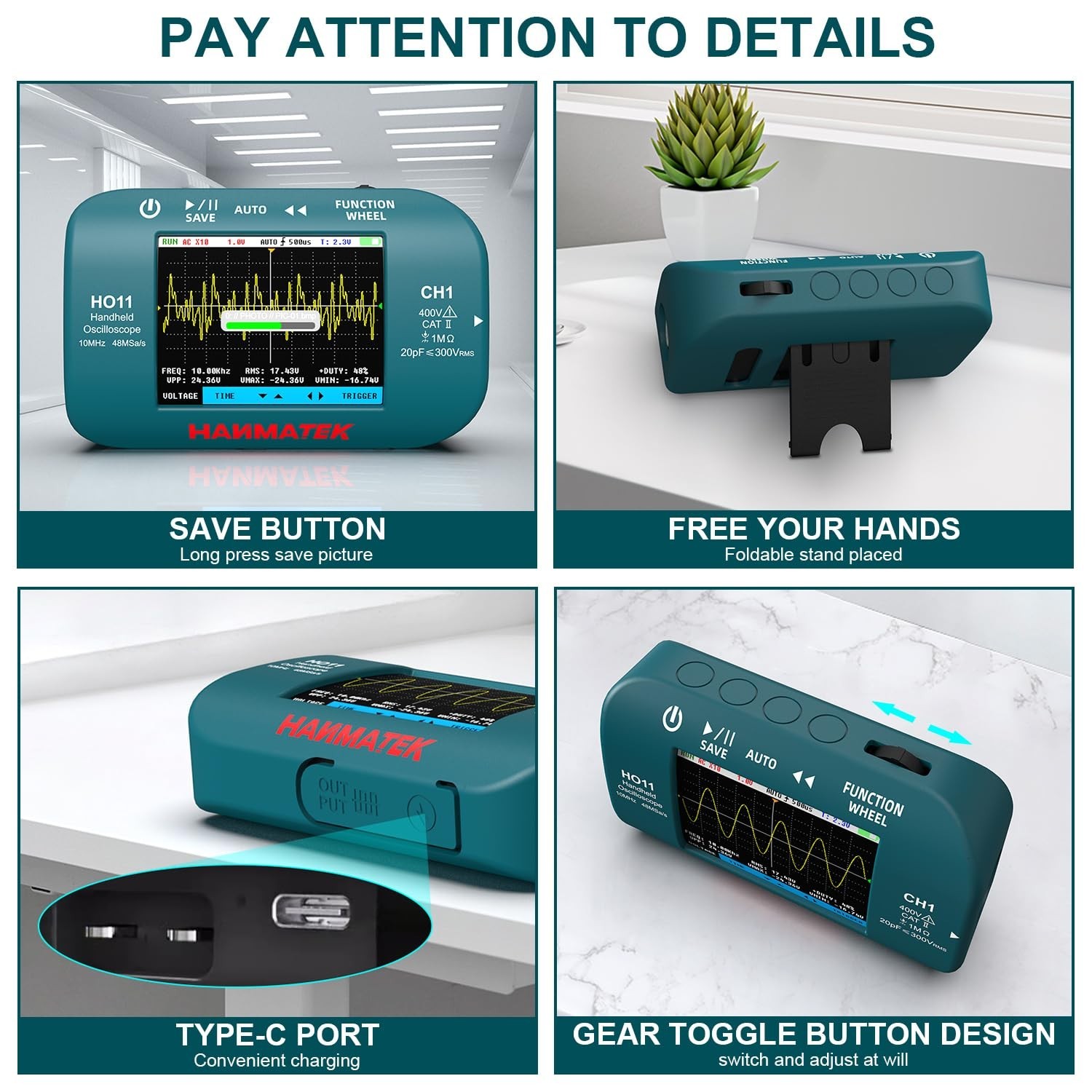 Portable 10MHz Oscilloscope with 2.8” TFT Display and Advanced Trigger System