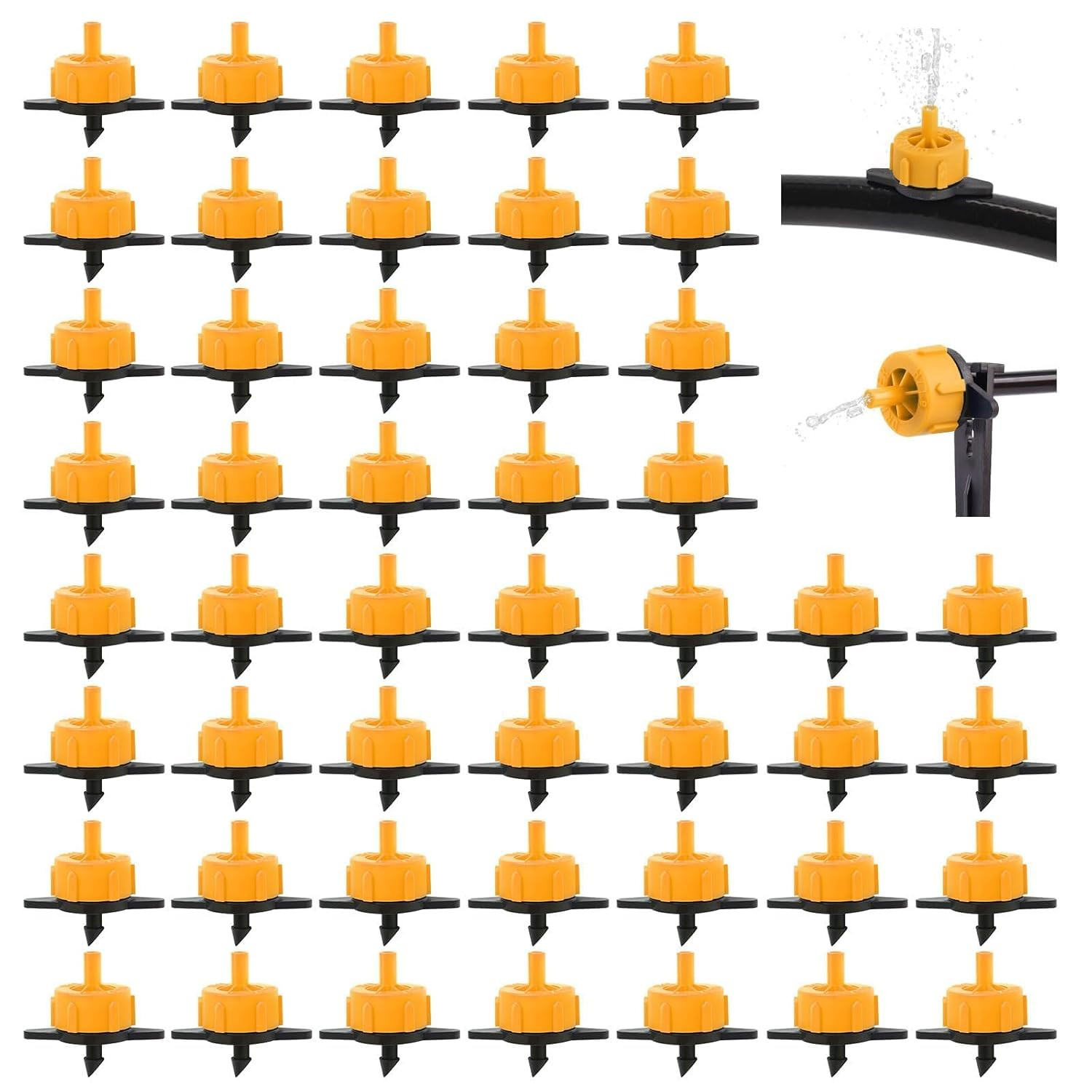 200PCS Drip Irrigation Emitters for 1/4 Tubing Pressure Compensating Dripper