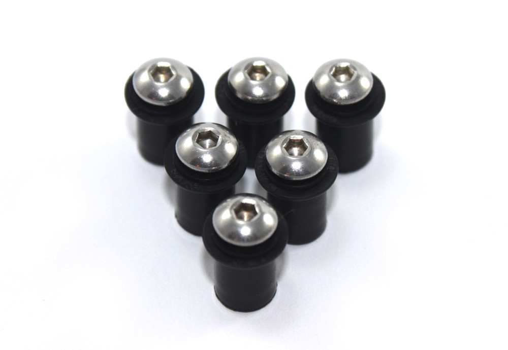 6x m5 Windshield Rubber Wellnuts & Bolts Windscreen Fixings Honda Suzuki Yamaha