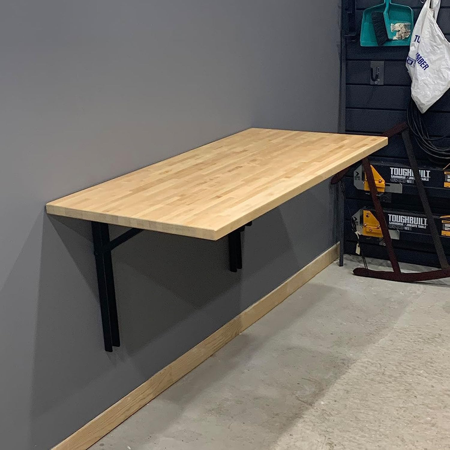 Heavy Duty Wall Mounted Folding Workbench & Utility Desk with Metal Bracket