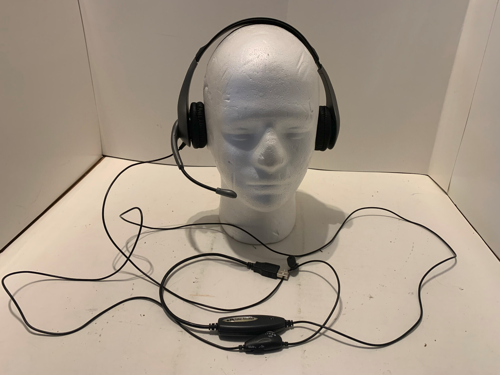 Stereo USB Headset w/ Microphone Cyber Acoustics AC-850 Computer Tested