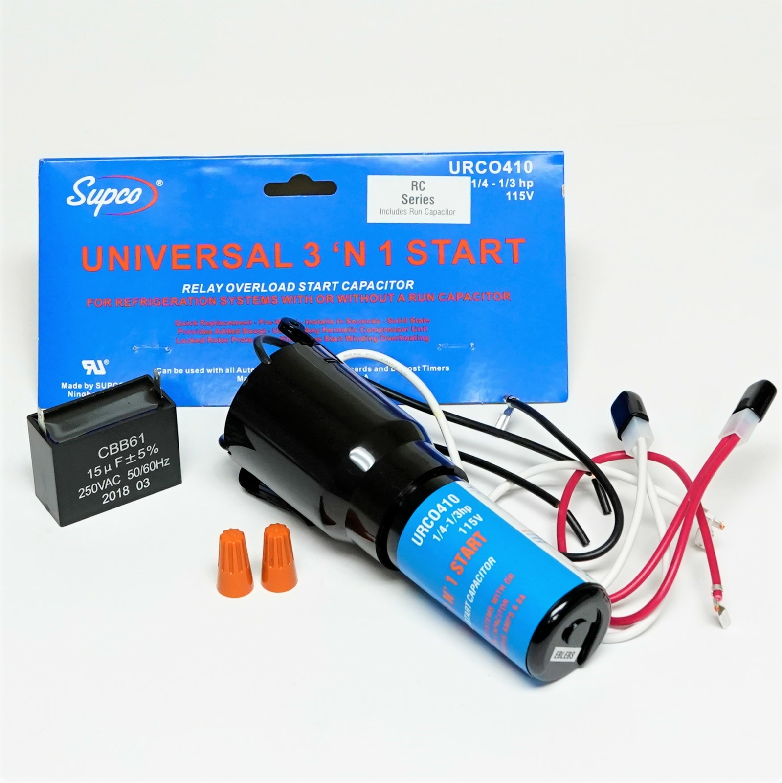 Supco URCO410RC 4 'N 1 Refrigerator Relay, Overload, Start and Run Capacitor