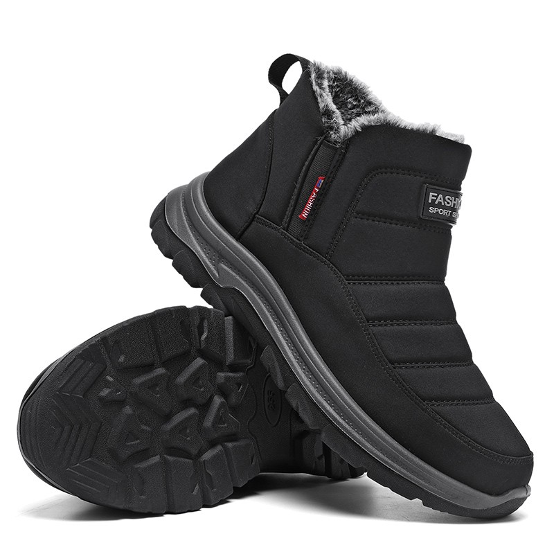 Men's Winter Insulated Snow Boots Short Ankle Boots Fur-lined Warm Cotton Shoes