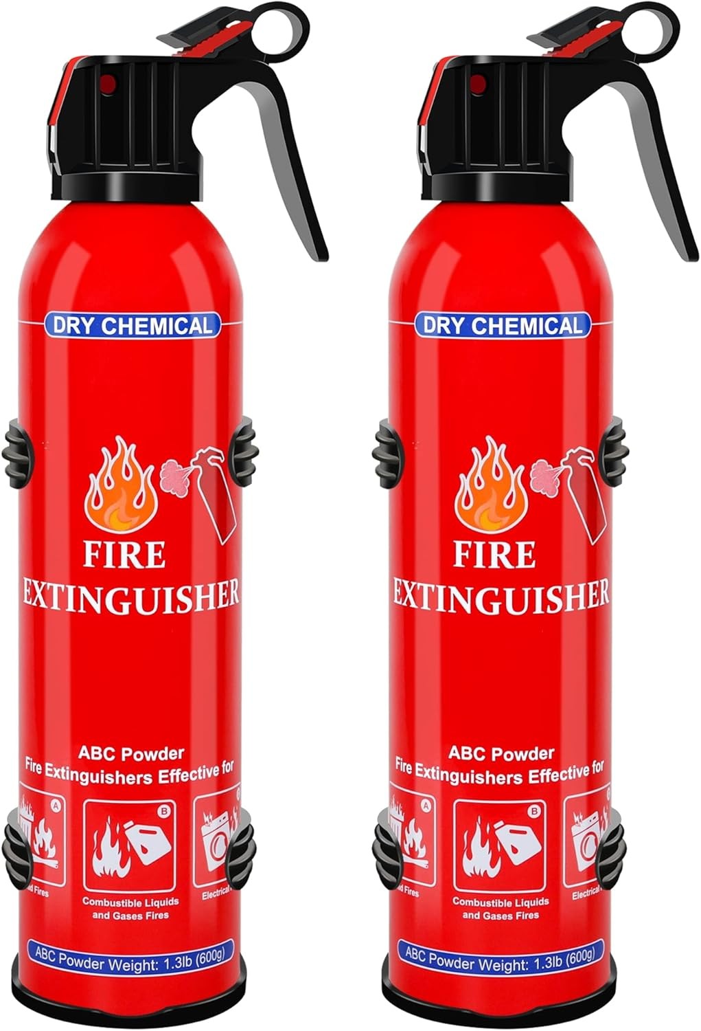 ABC Dry Chemical Fire Extinguisher 2-Pack - Wall Mountable Household Fire Exting