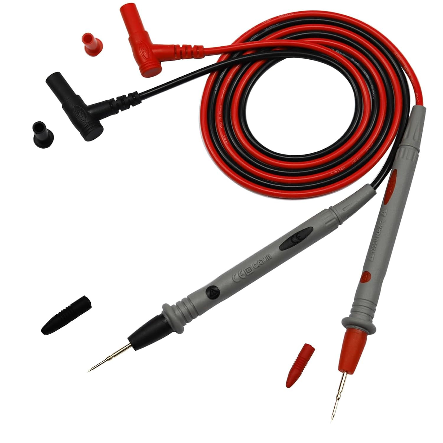 1000V 20A Multimeter Leads, Ultra-Sharp Gold-Plated Probes, Silicone Meter Leads