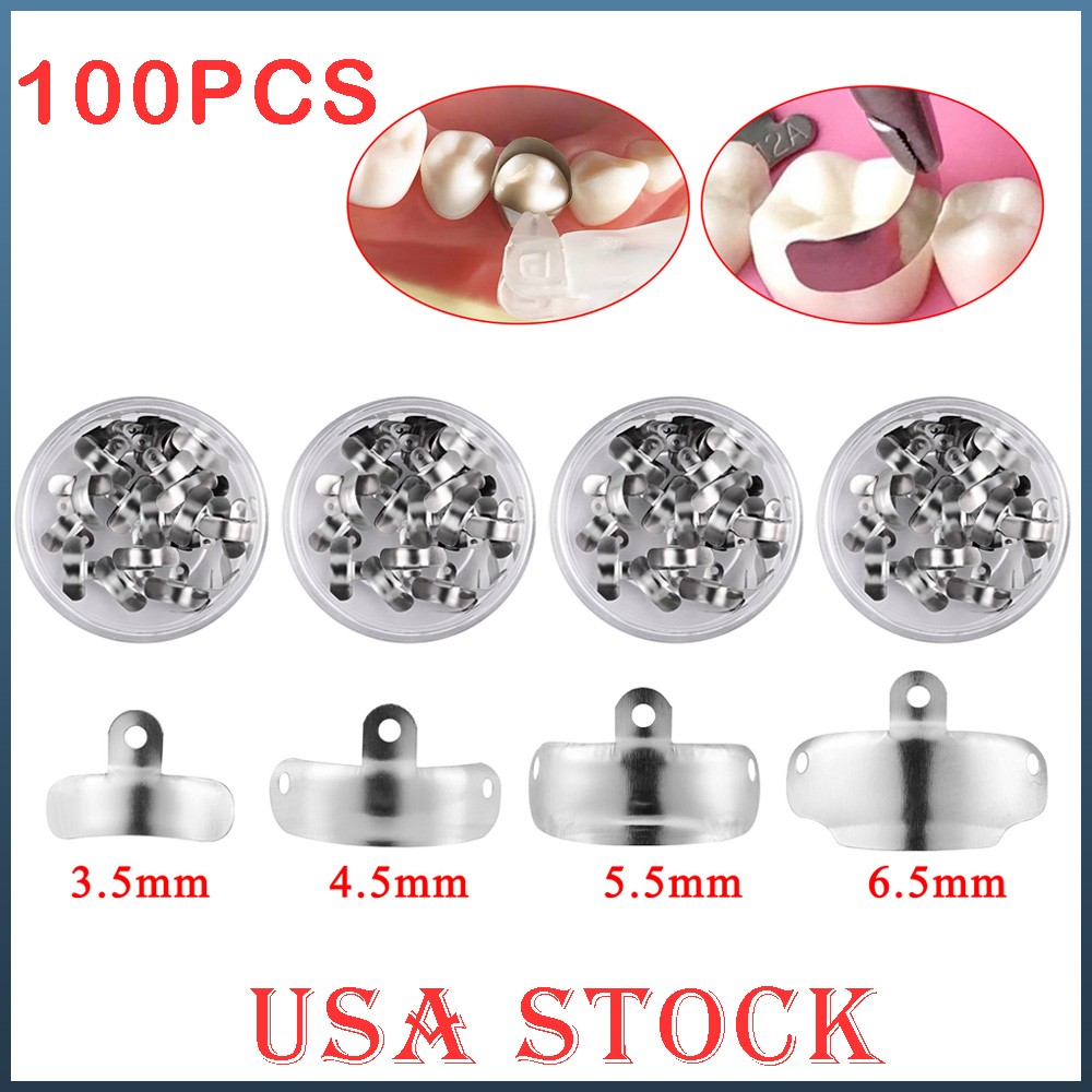 100Pcs Dental Sectional Matrix Bands M4 Metal Sectional Contoured Matrice US