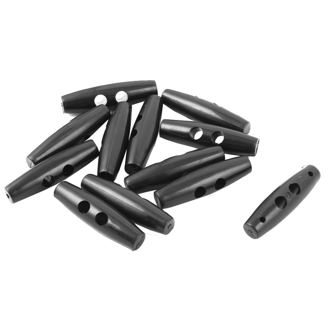 Plastic 2 Hole Scrapbooking Sewing Toggle Buttons Adjustive Lock End Black 12pcs