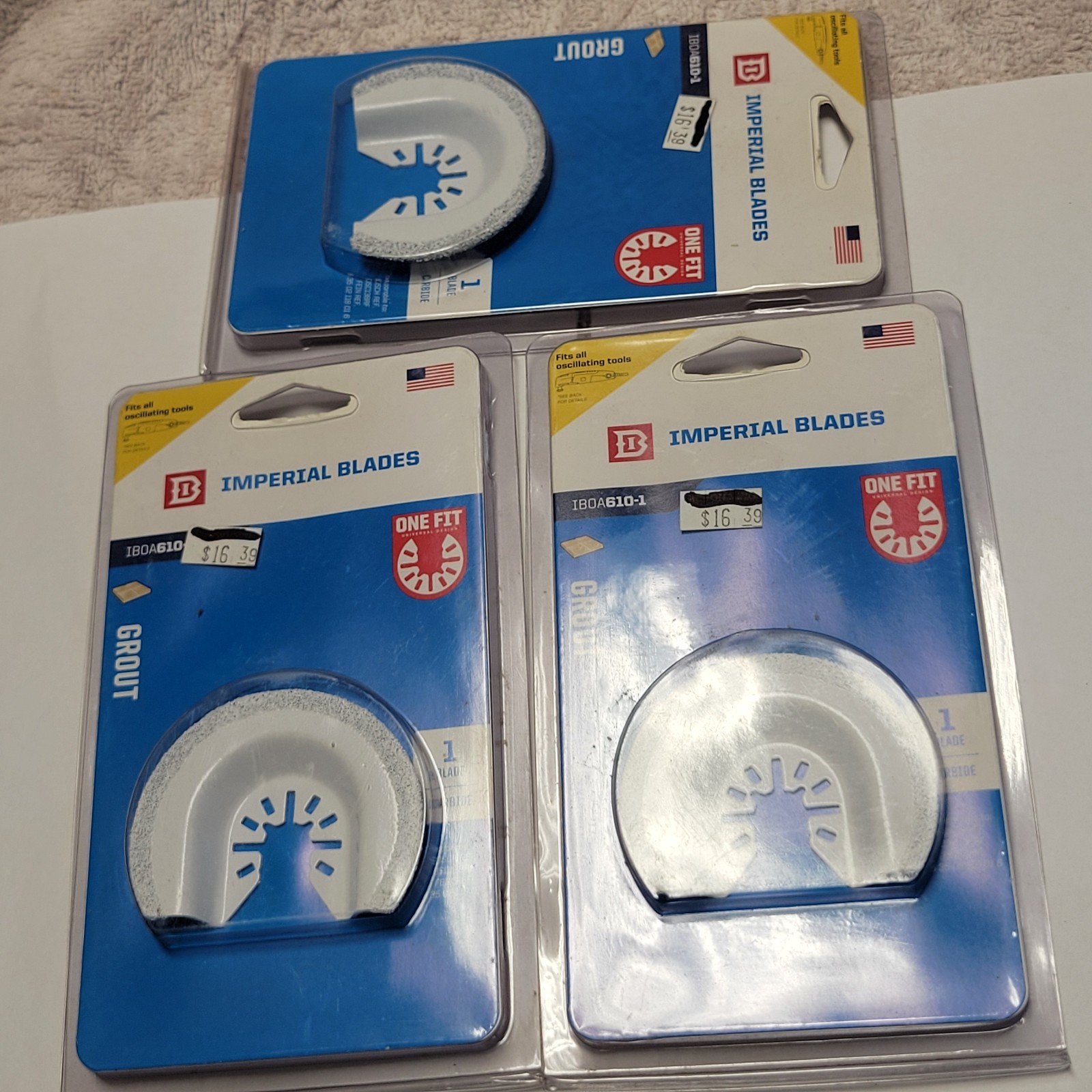 (3) Imperial Universal Blades IBOA610-1 One Fit, For Grout 2 5/8" Blade NOS