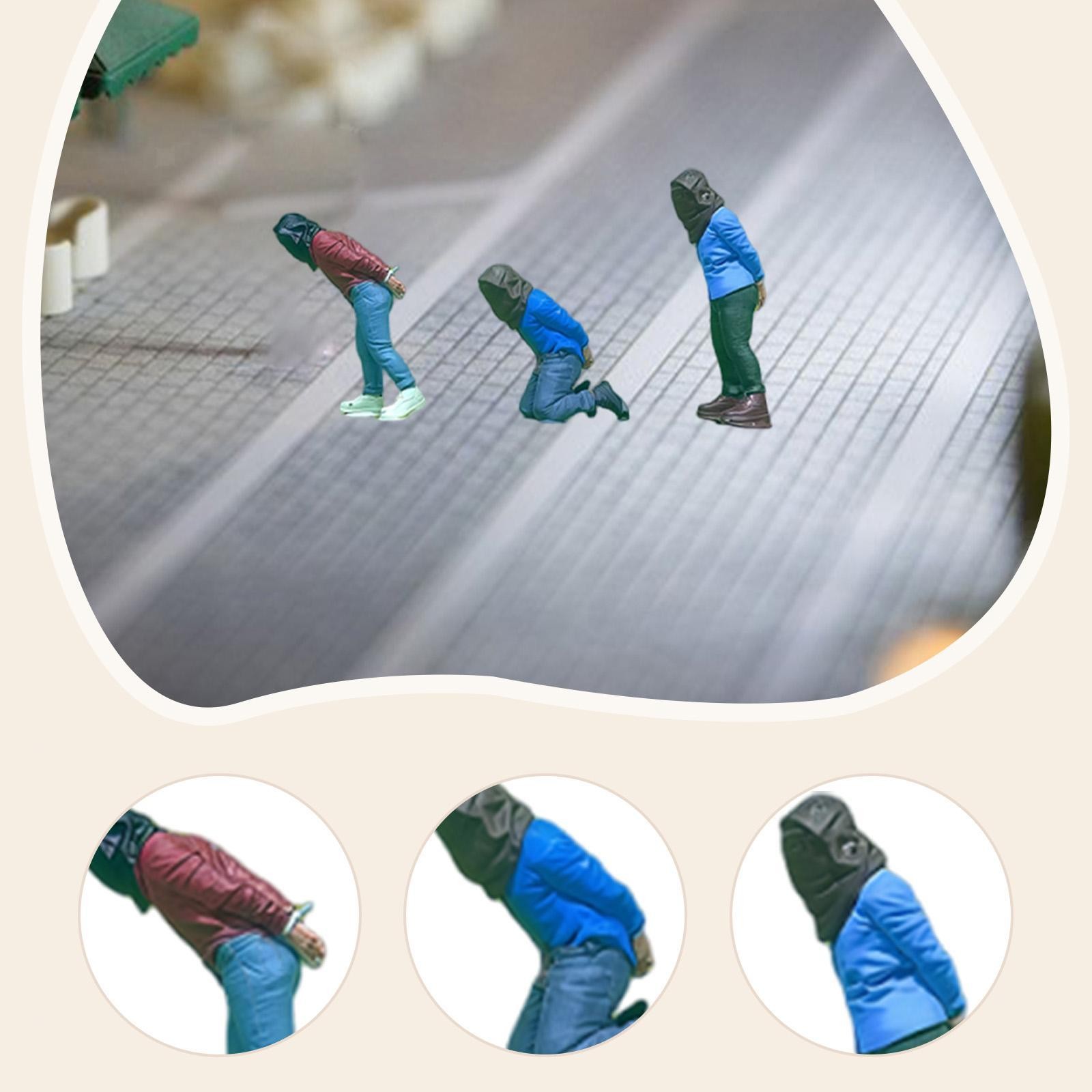 3Pcs 1:64 Scale Hostage Miniature Figures Miniature Scene Models Small