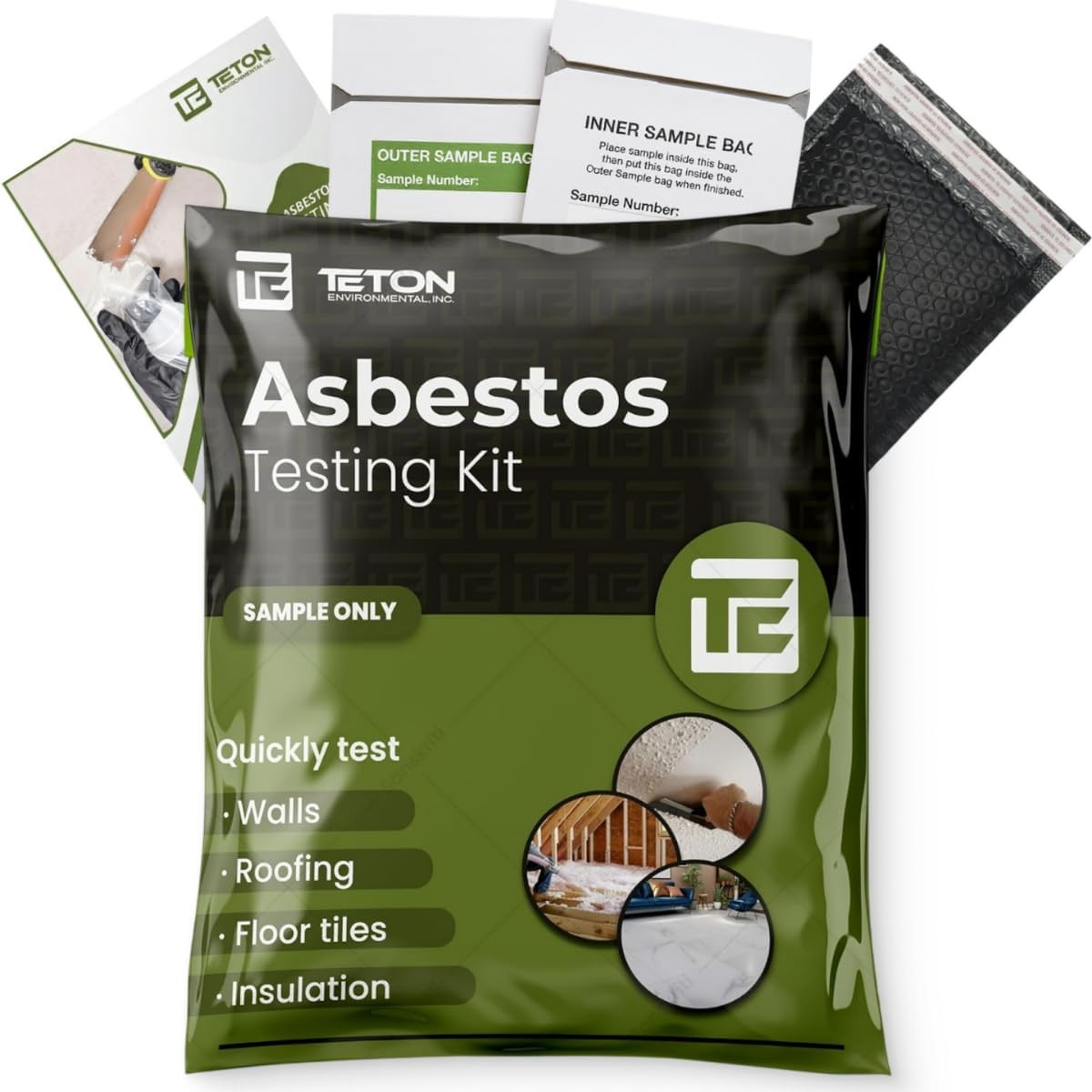 Teton Environmental Asbestos Test Kit EPA-Approved Lab 3 Tests