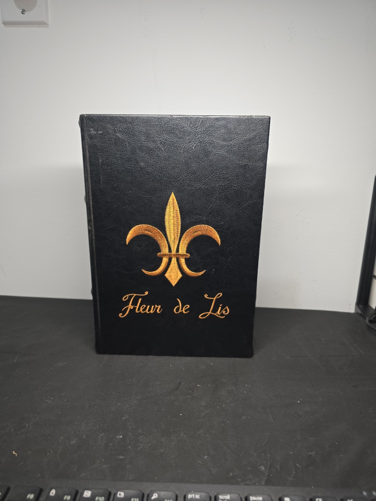 Paris France Fleur de Lis Secret Storage Stash Book Black Embroidered Gold (BSS8
