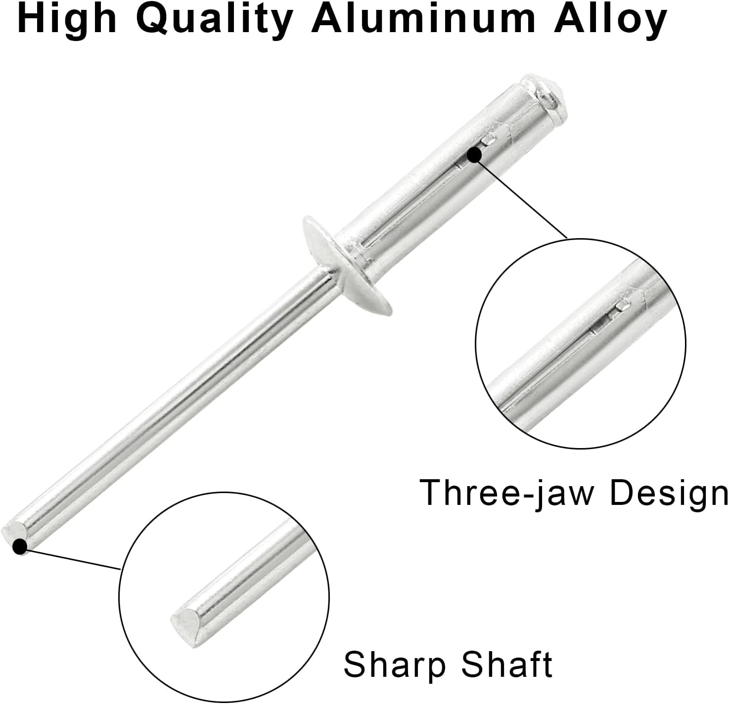 60 Pcs 3/16" x 3/4" Tri-Fold Exploding Pop Rivets, 3/16 x 3/4, Silver