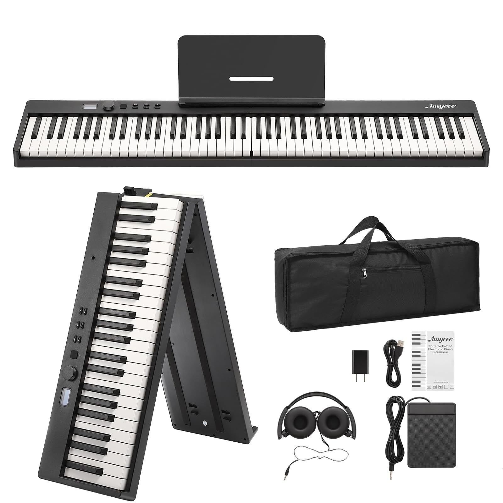 Folding Piano Keyboard,Portable Piano Keyboard 88 Keys for Beginner