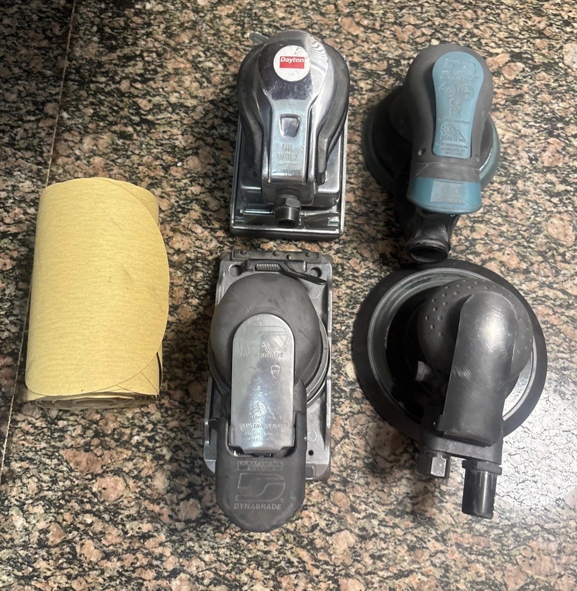 Lot Of 4 2 Dynabrade 1 Dayton 1 Ingersoll Rand Air Random Orbital Sander