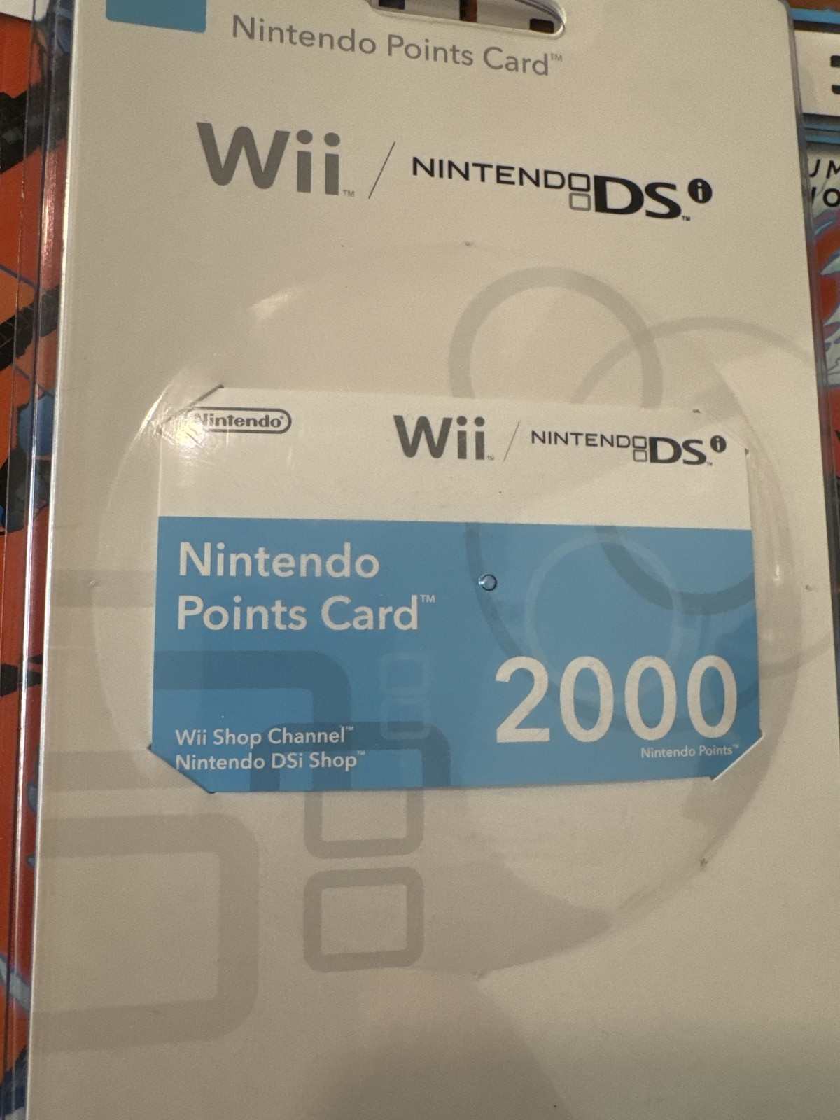 Nintendo Wii DSi 2000 Points Card New Sealed