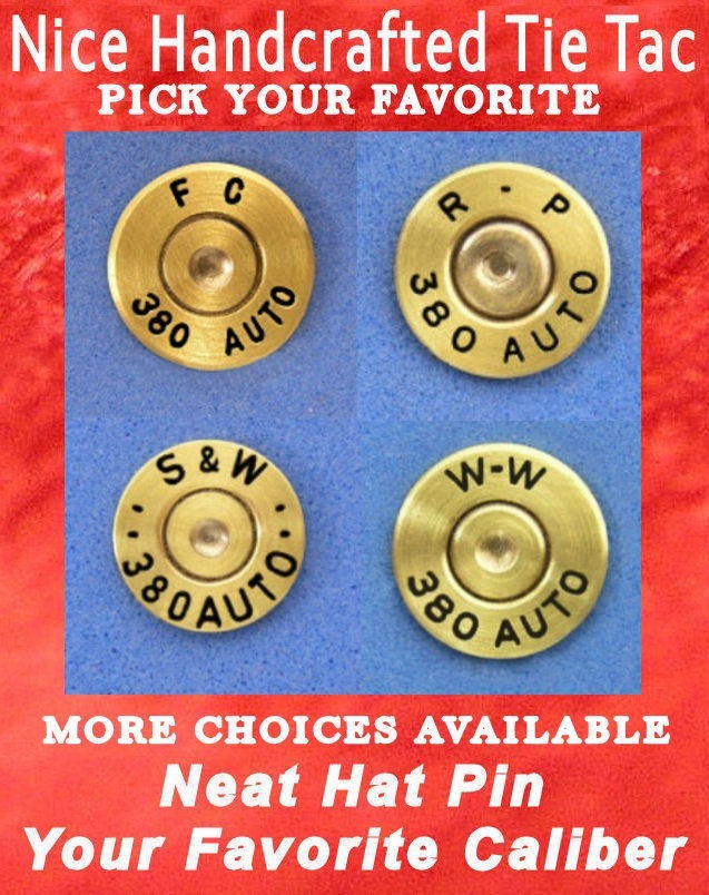 380 AUTO Caliber Cartridge Hat Pin Shooting Jacket Pin Tie Tack Gun Ammo Lapel