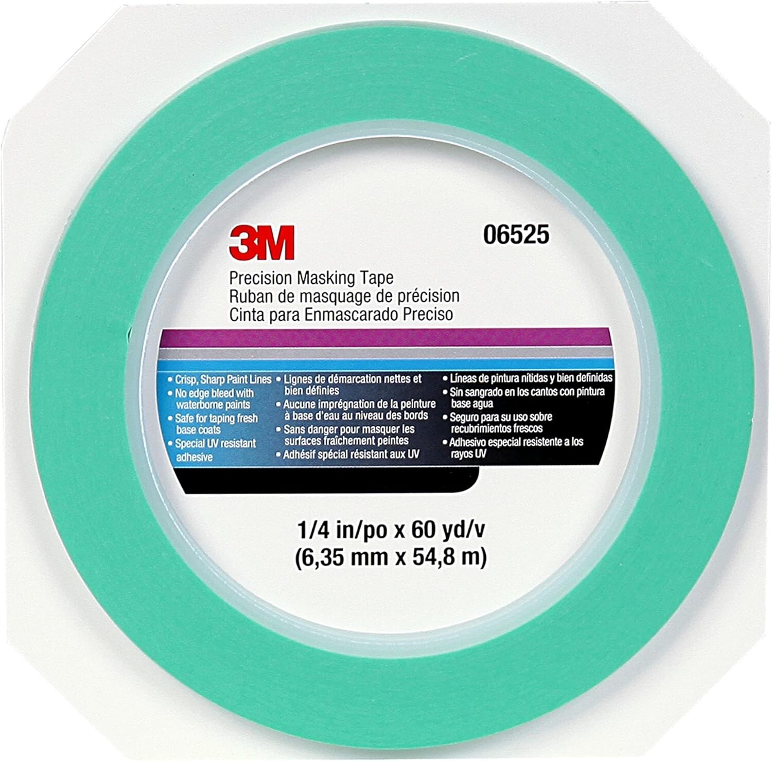 3 Pack 3M 06525 Precision Masking Tape 1/4 inch x 60 yards New S5