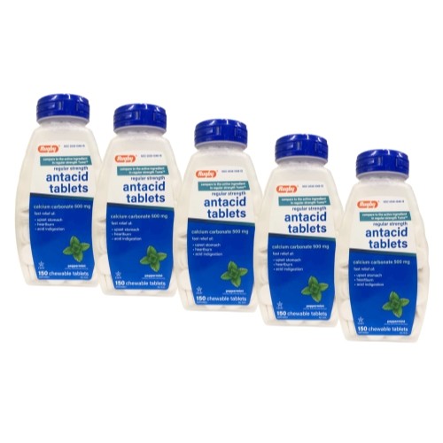 5 Pack Rugby Calcium Carbonate Tablets Mint 500Mg 150 Count Each