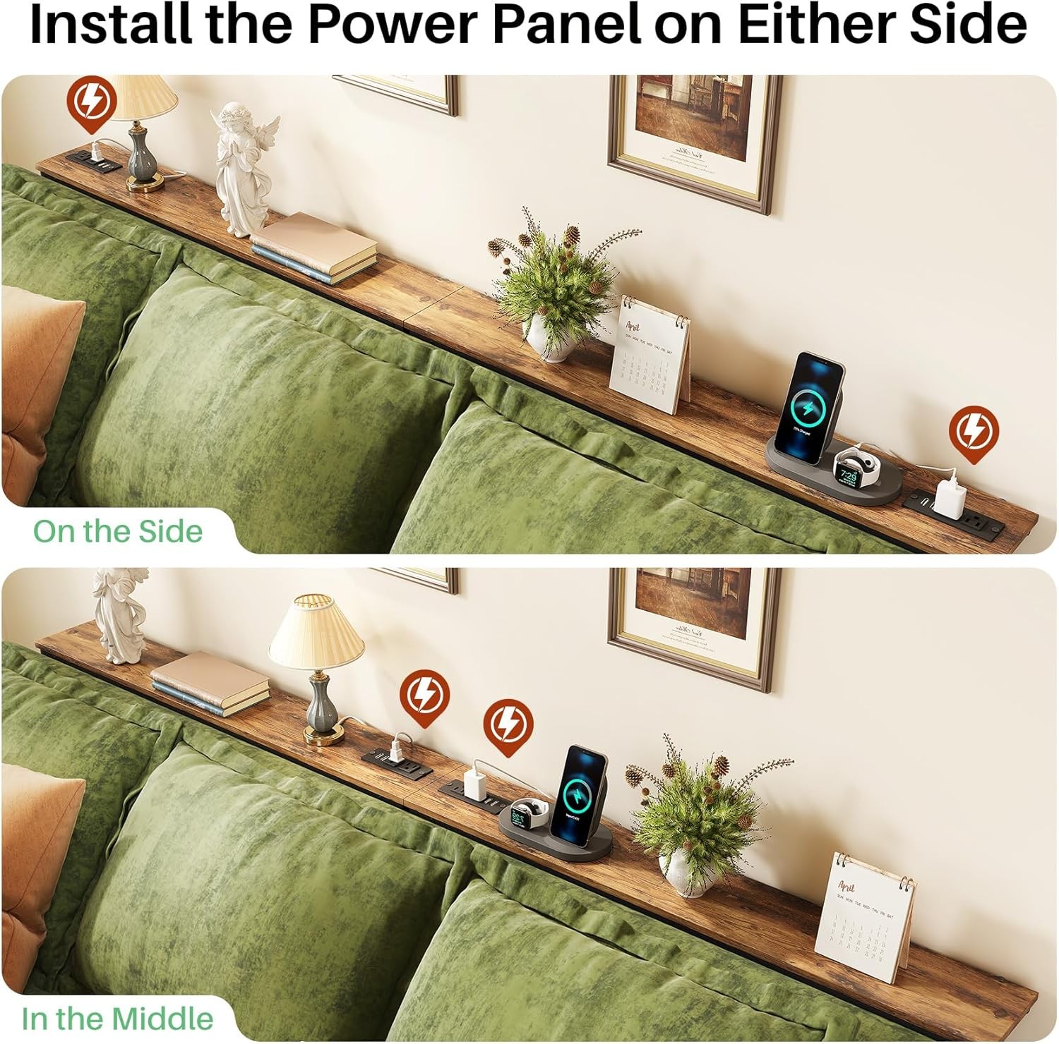 94.5" Extra Long Behind Couch Table, Adjustable Height Narrow Console Table with