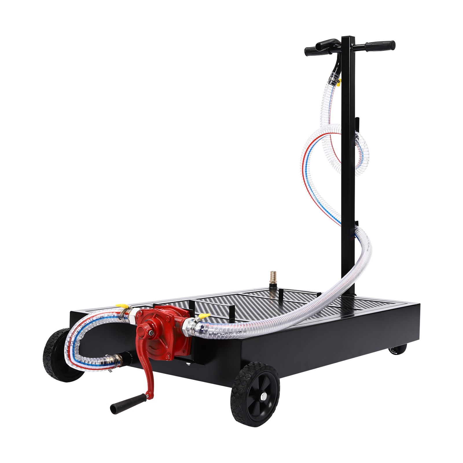 Oil Drain Pan 15 Gallon Oil Drain Tank Oil Change Pan with Manual Rotary Pump
