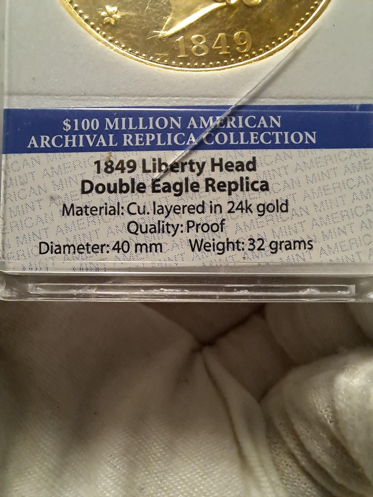 1849 Liberty Head Proof $20 Gold Double Eagle Copy | American Mint