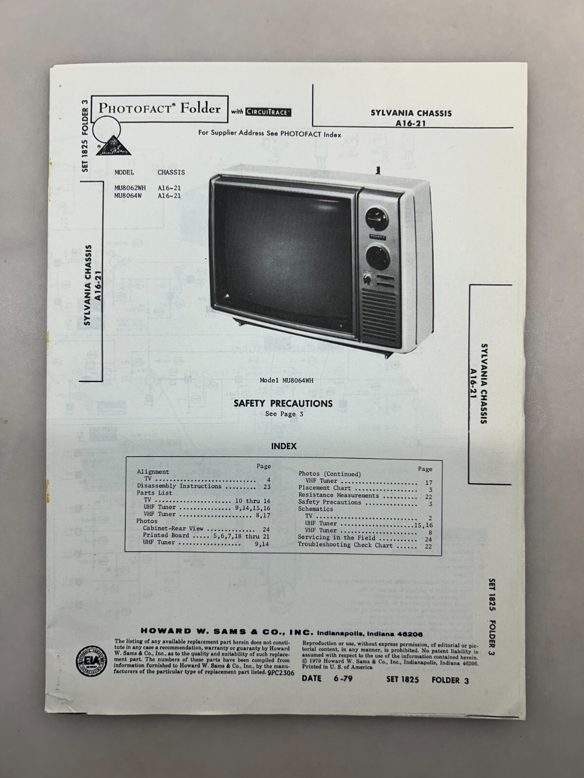 Sylvania A16-21 Service Manual Sams Photofact Free Shipping