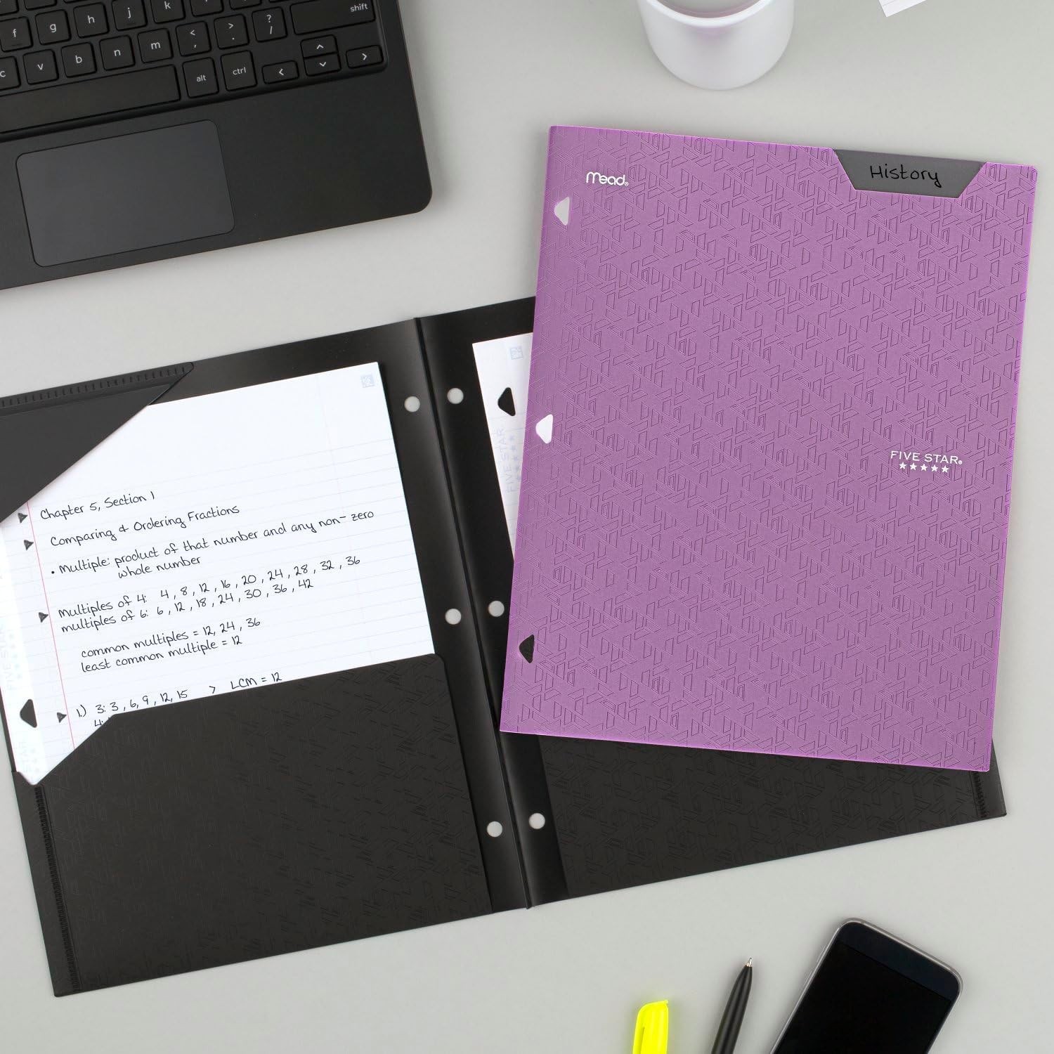 2-Pocket Folder, Plastic Folder with Stay-Put Tabs, Fits 3-Ring Binder, Holds...