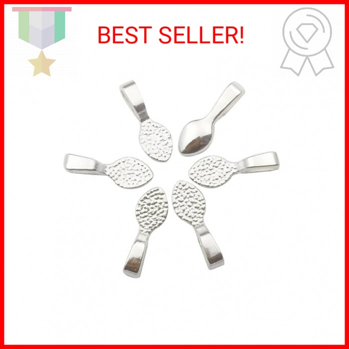 200 Shiny Silver Color Glue on Bails-Small Pendant Bails-Jewelry Bails for Penda