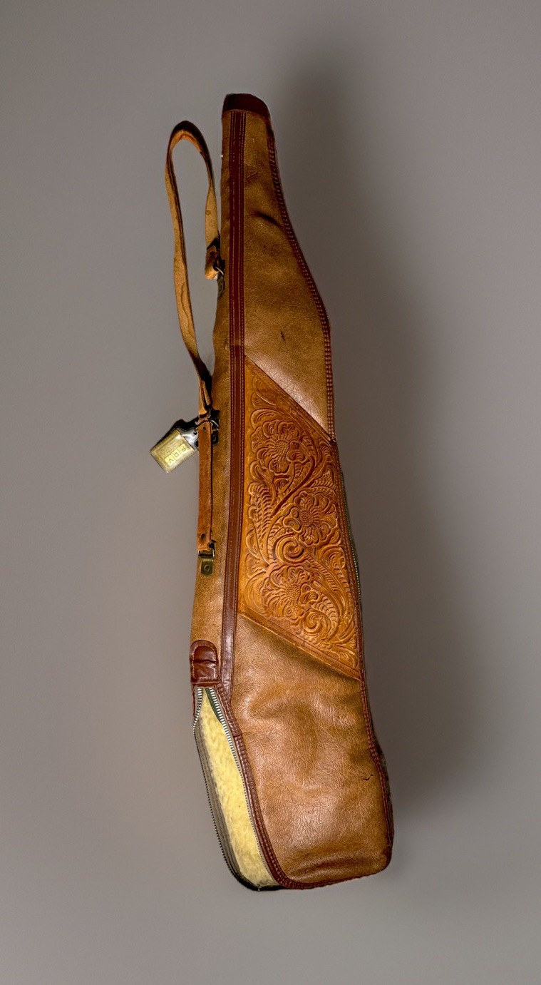 Vintage Western Tooled Leather Accents Rifle Shotgun Case Padded Soft Bag