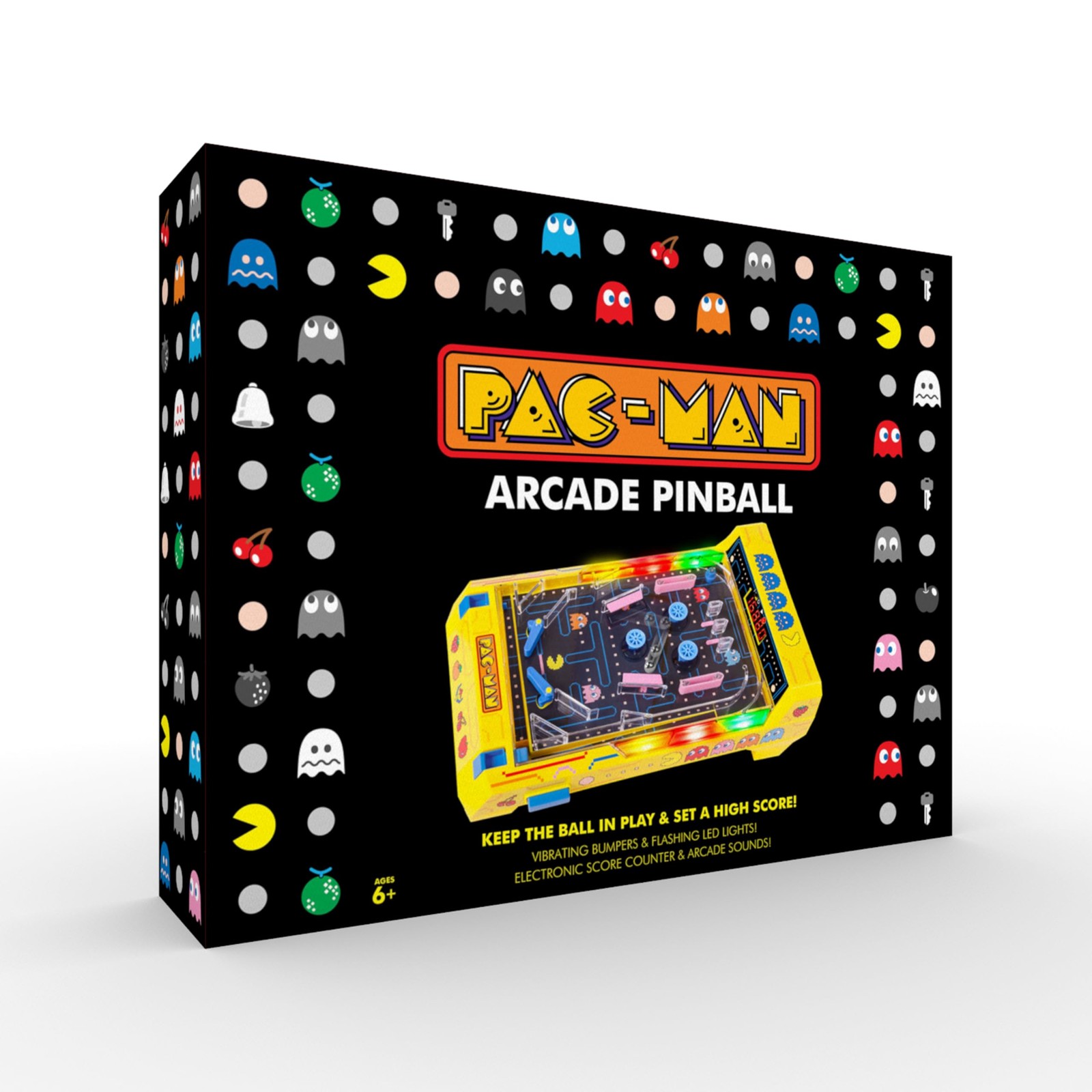 Pac Man Pinball Machine Tabletop Game Interactive LED Sound Effects Compact D...
