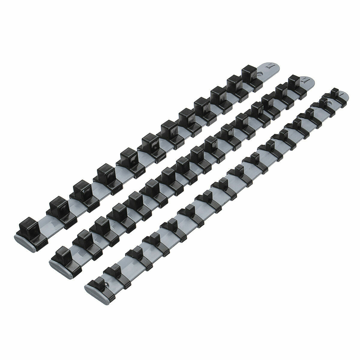 3Pcs 1/4'' 3/8'' 1/2'' Socket Tray Rail Rack Holder Storage Organizer Shelf Set