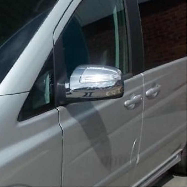 Chrome Mirror Trim Covers To Fit Mercedes-Benz Vito W639 W/Indicator (2010-14)