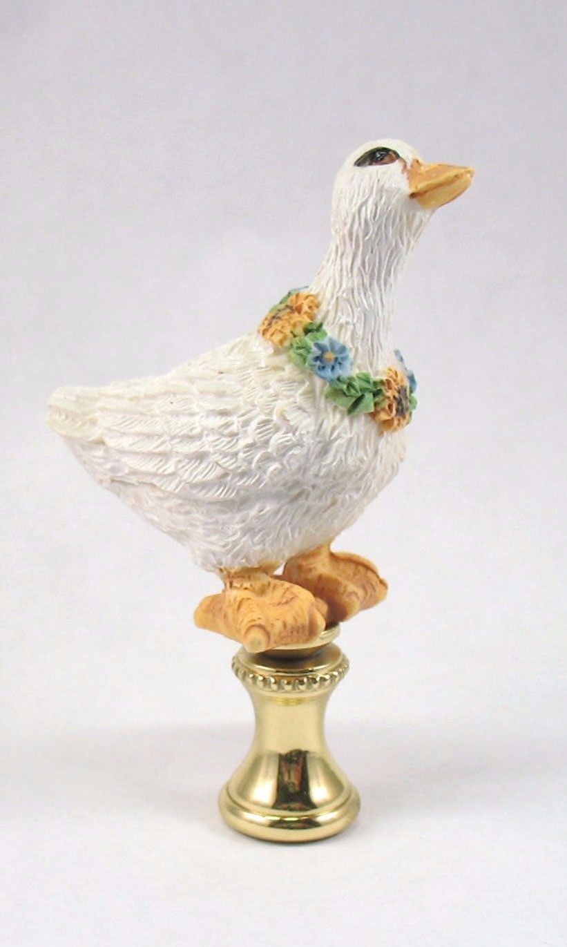 Lamp Finial White Goose Resin Figurine Lampshade Finial  Folk Art Style  (WB15)
