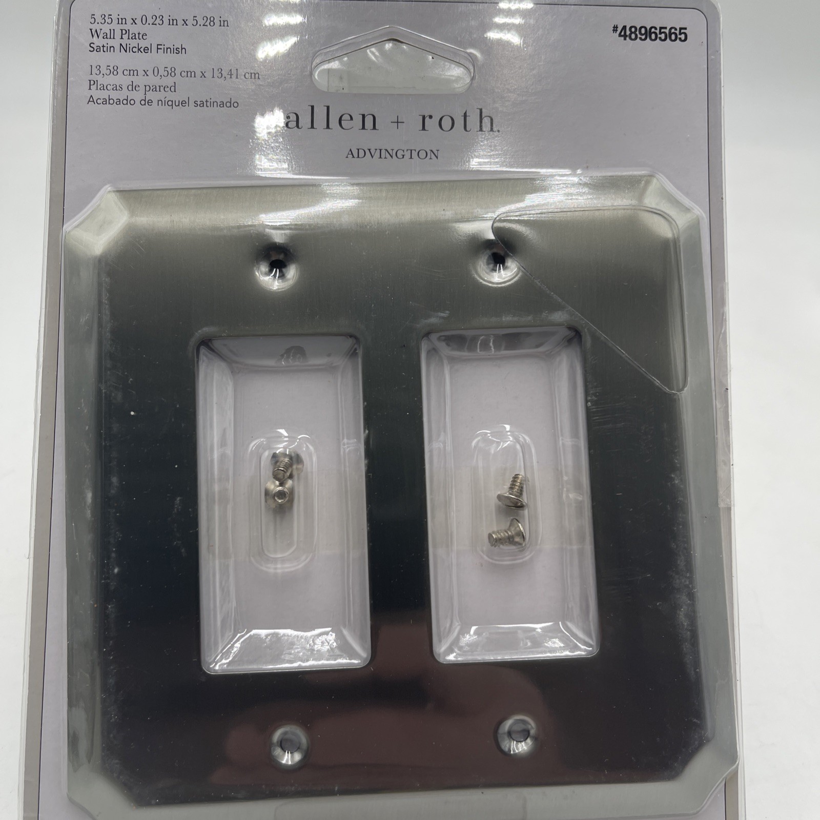 Allen + Roth Advington Satin Nickel Double GFCI Decora Wall Plate Cover 2 Gang